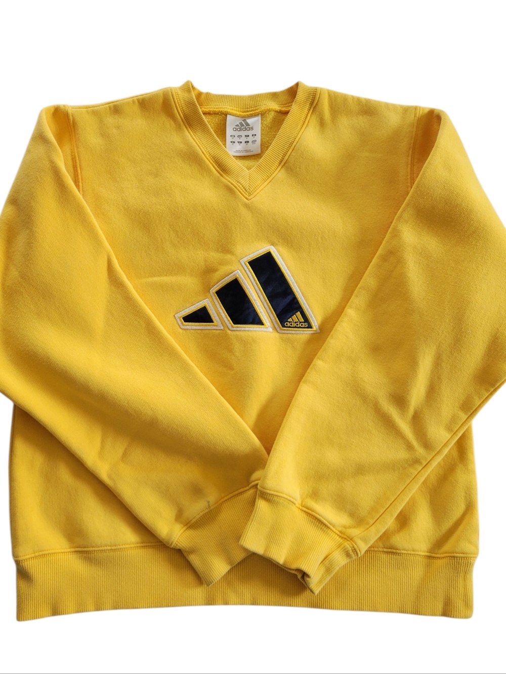 Vintage Yellow Adidas V-neck sweatshirt Size Medium
